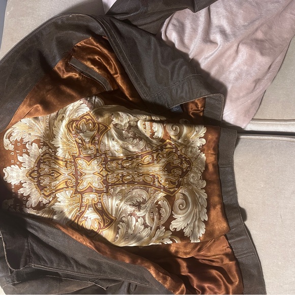 Royal Underground Brown Leather Bomber Jacket with Embroidery - Picture 6 of 8